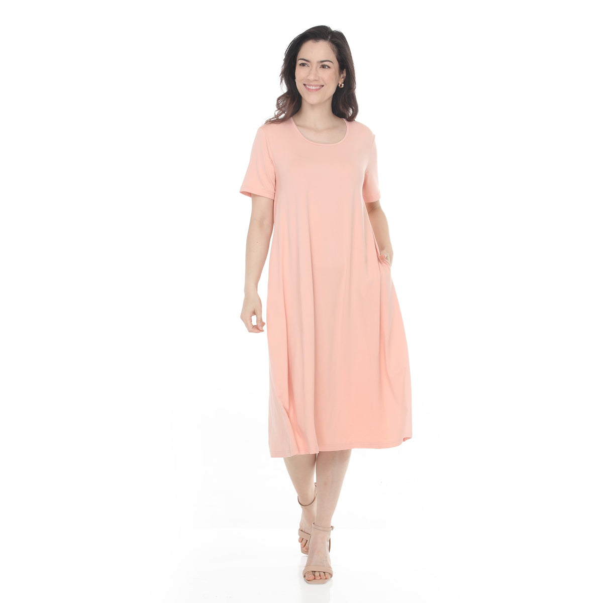 White Mark Women's Tee Swing Midi Dress