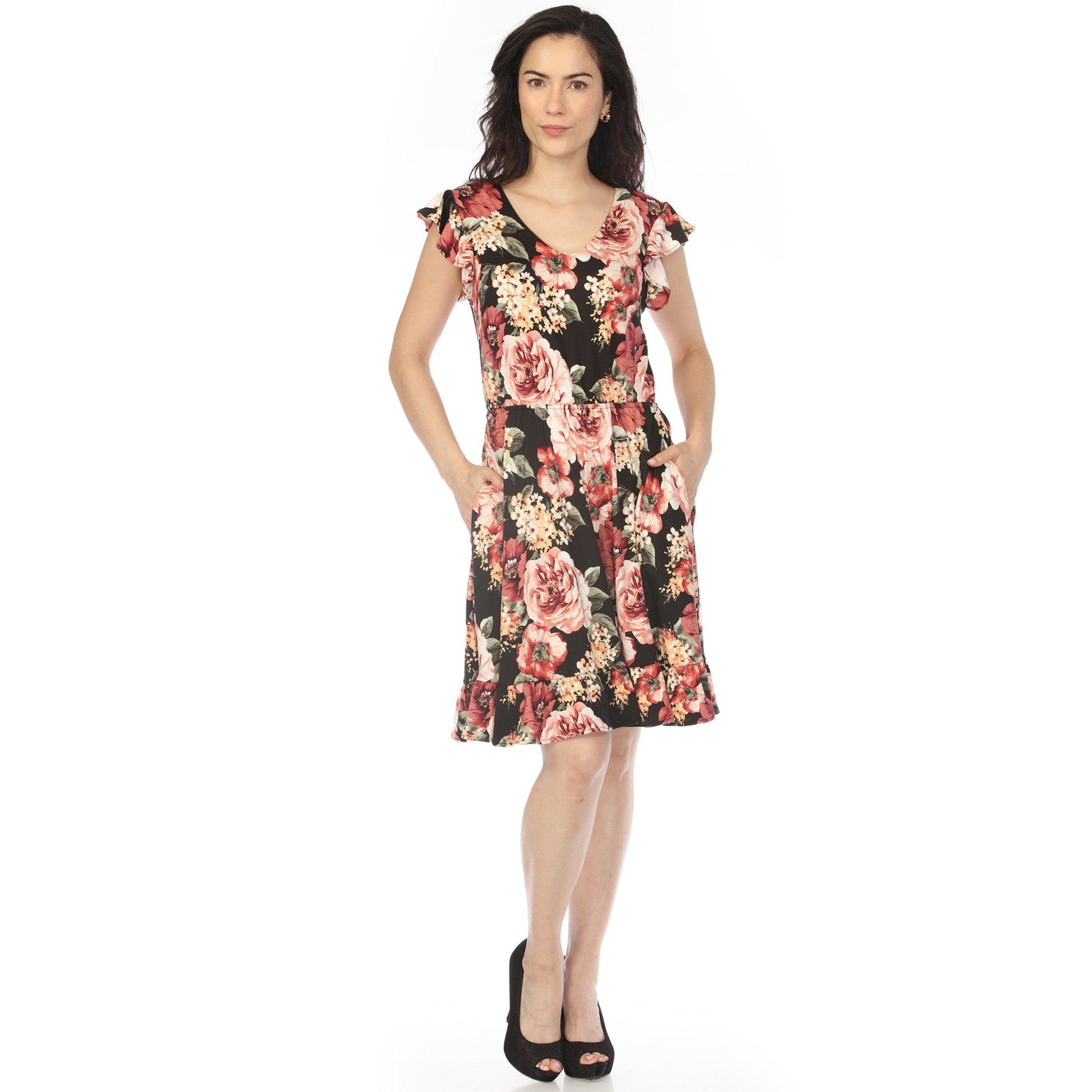 Women's Plus Size V-Neck Empire Dress Ivory Orange 3X -White Mark Women's Plus Size V-Neck Empire Dress Ivory Orange 3X -White Mark