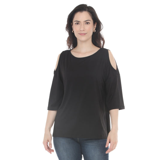 White Mark Women’s Casual Cold Shoulder Pullover Top