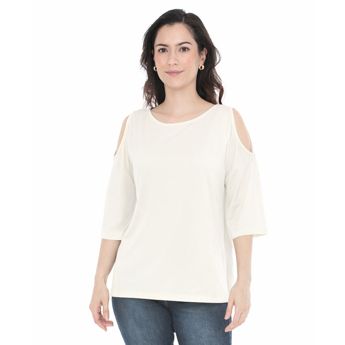 White Mark Women’s Casual Cold Shoulder Pullover Top
