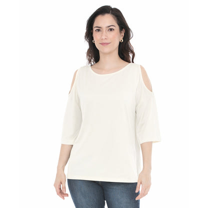 White Mark Women’s Casual Cold Shoulder Pullover Top