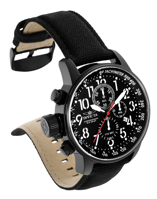 Invicta Men's 46mm I-Force Men's Quartz Chronograph Blackout Canvas Strap Watch
