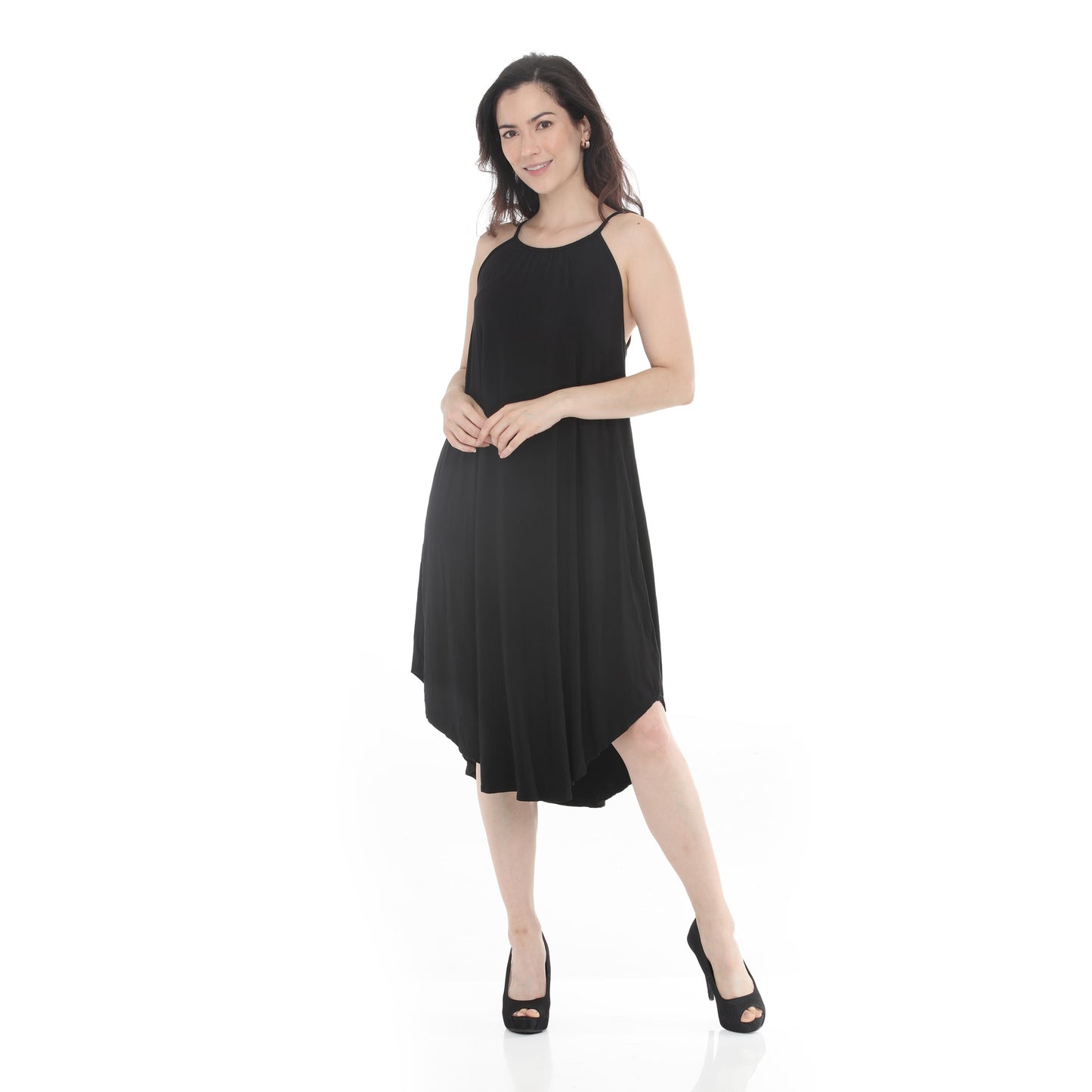 White Mark Women’s Halter Neck Swing Midi Dress