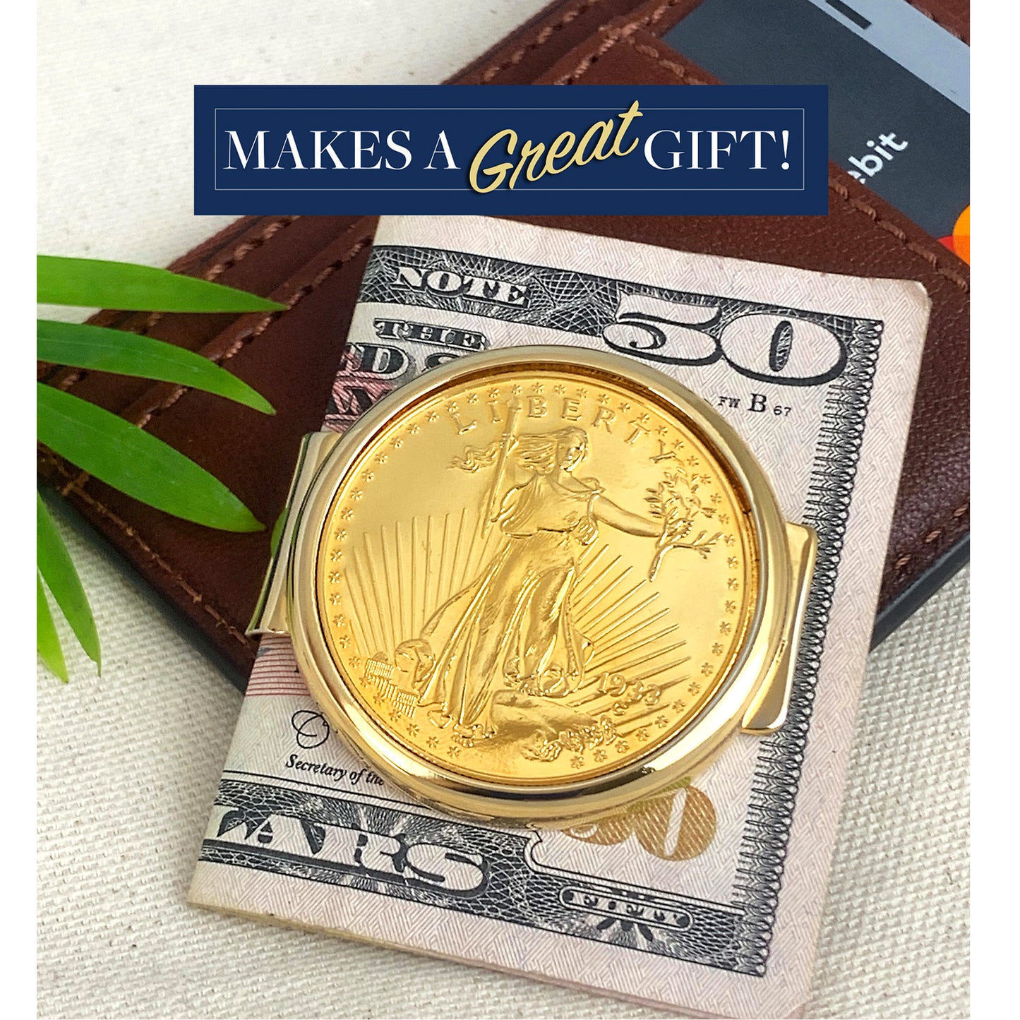 Tribute To $20 1933 Saint Gaudens Double Eagle Gold Coin Goldtone Money Clip