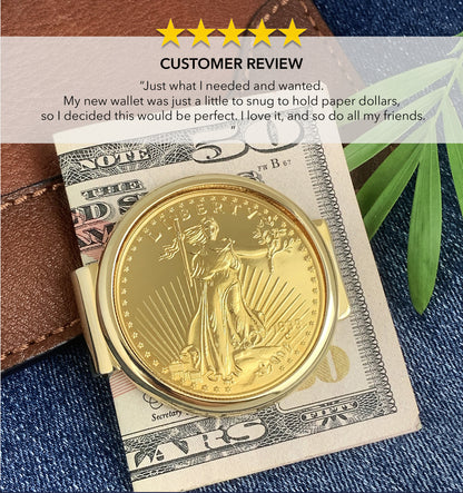 Tribute To $20 1933 Saint Gaudens Double Eagle Gold Coin Goldtone Money Clip