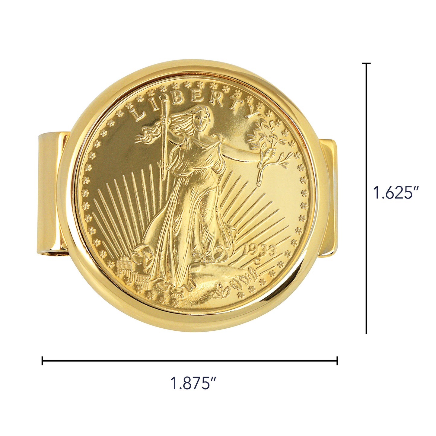 Tribute To $20 1933 Saint Gaudens Double Eagle Gold Coin Goldtone Money Clip