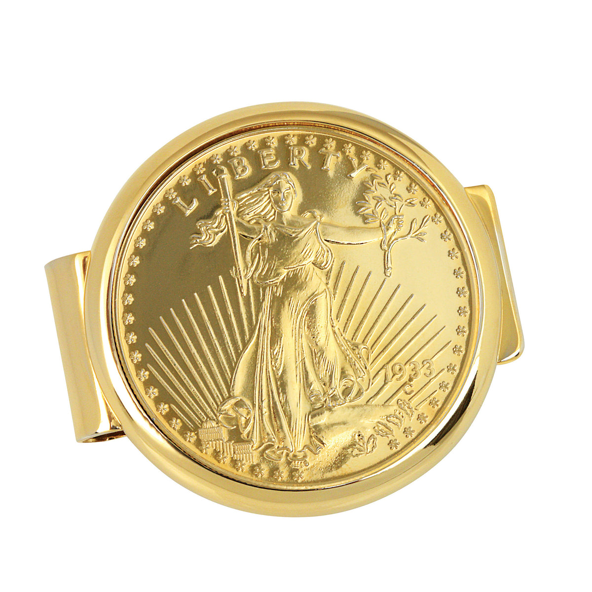 Tribute To $20 1933 Saint Gaudens Double Eagle Gold Coin Goldtone Money Clip