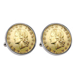 1990-1995 Italian Republic Coin Silvertone Bezel Cufflinks