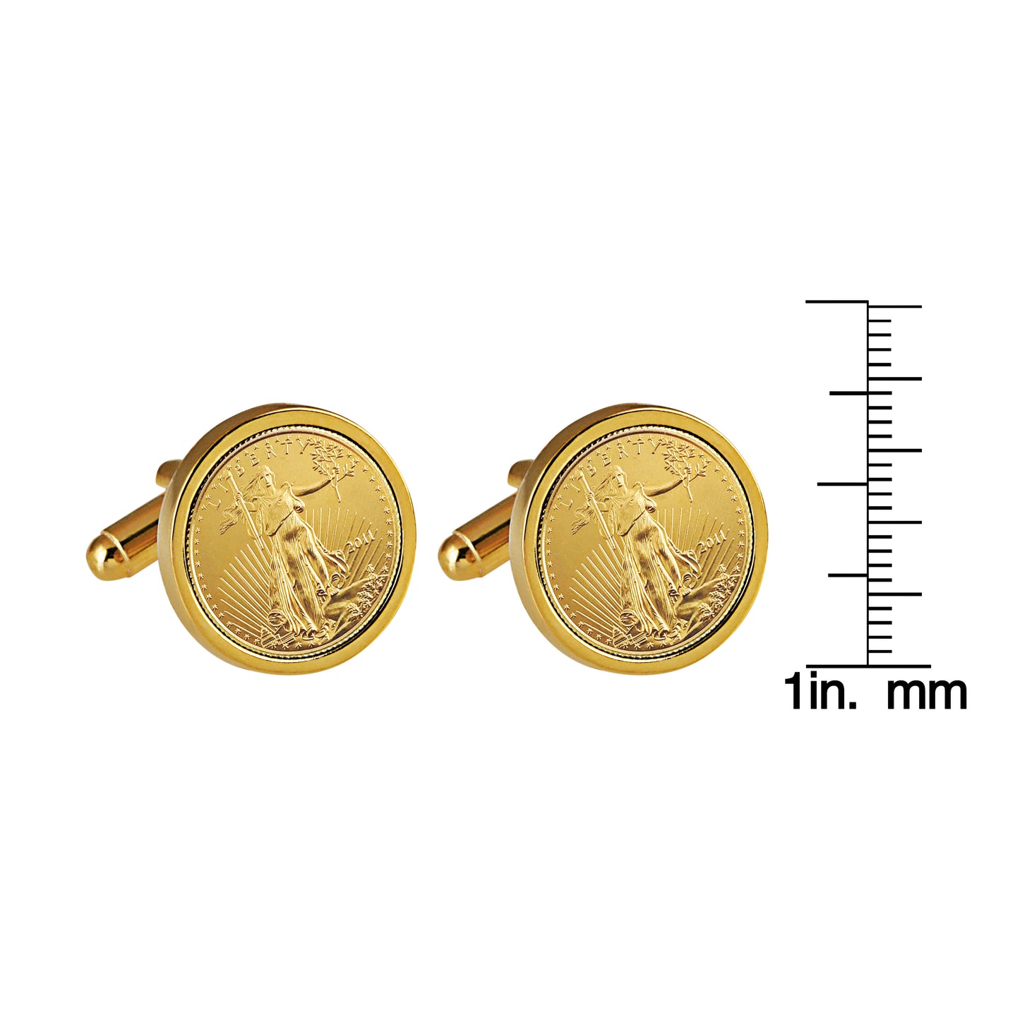 St Gaudens Design Gold Layered Replica American Eagle Coin Goldtone Cufflinks
