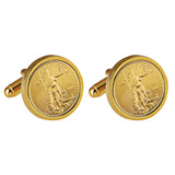 St Gaudens Design Gold Layered Replica American Eagle Coin Goldtone Cufflinks