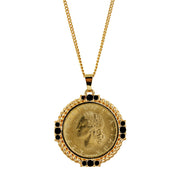Italian Genuine 20 Lira Coin Medallion Goldtone Pendant Necklace