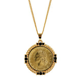 Italian Genuine 20 Lira Coin Medallion Goldtone Pendant Necklace