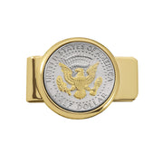 Two-Tone Gold-Layered Presidential Seal JFK Half Dollar Goldtone Coin Money Clip