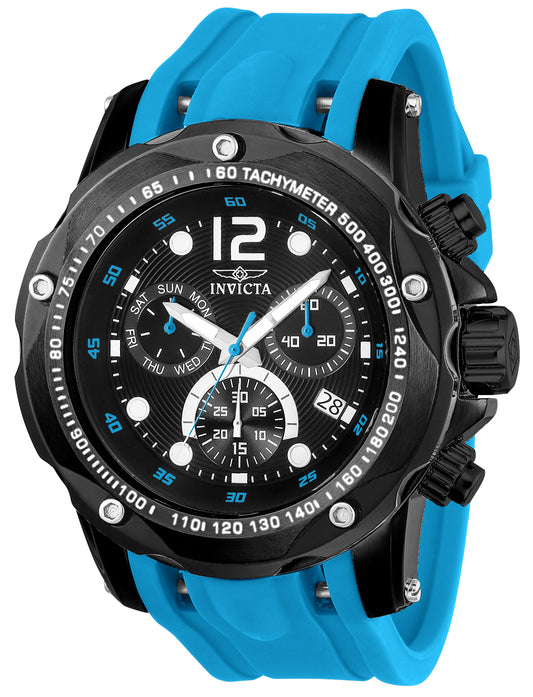 Invicta Men's 51mm Speedway Quartz Chronograph Blackout Color Silicone Strap Watch