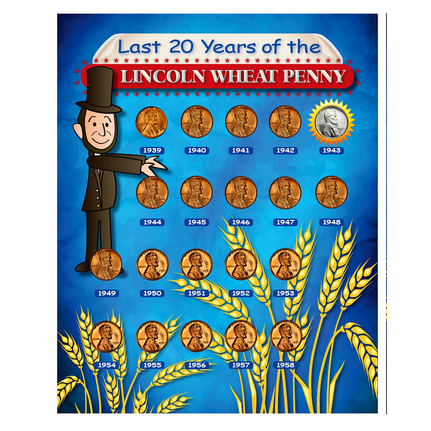 Last 20 Years of the Lincoln Wheat Penny 1939-1958 Beginner Coin Set