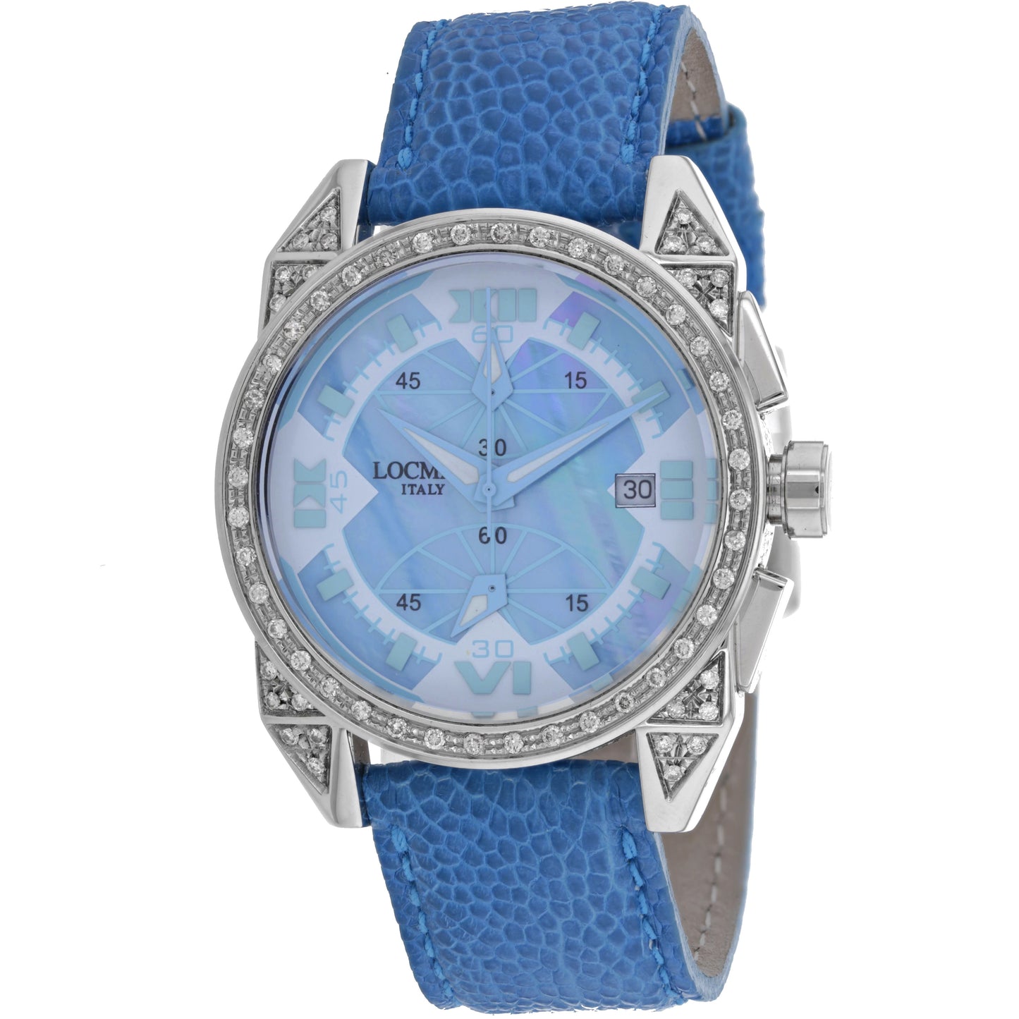 Locman Men's 38mm Cavallo Pazzo Quartz Chrono Diamond Accented MOP Leather Strap Watch