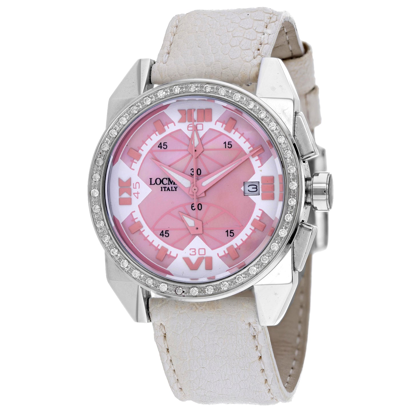 Locman Men's 40mm Cavallo Pazzo Quartz Chrono Diamond Accented Pebble Leather Strap Watch