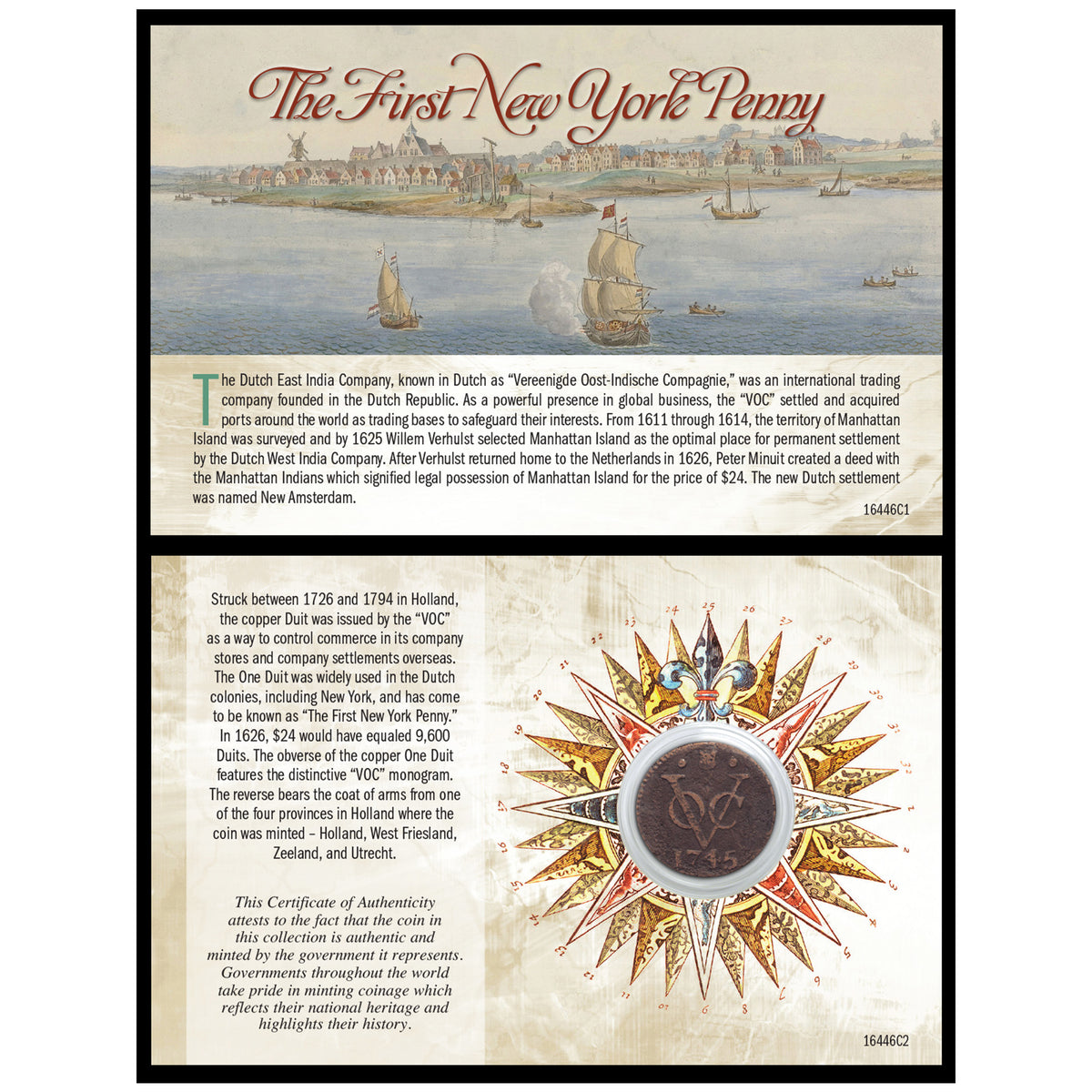 The First New York Penny Coin with Protective Vinyl Portfolio