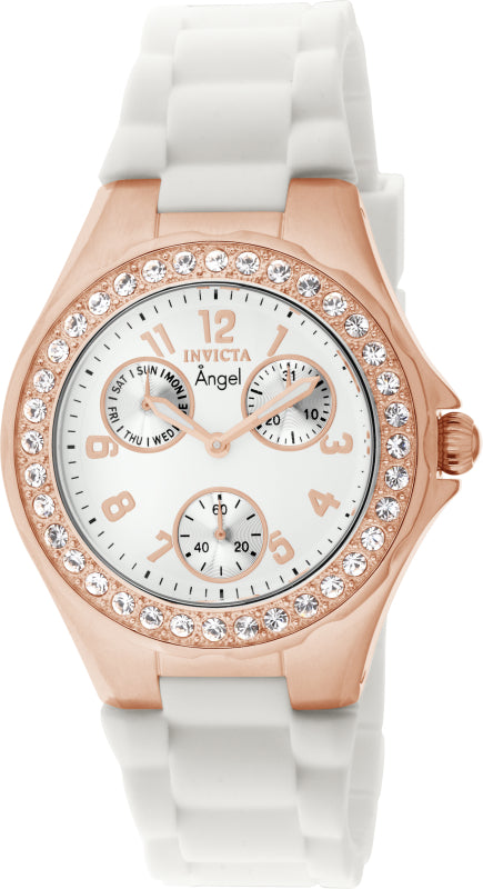 Invicta Women's 38mm Angel Day & Date Crystal Accented Silicone Strap Watch