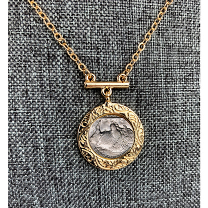 Buffalo Nickel Coin Goldtone Bar Necklace with 18-inch Chain