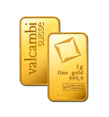 1 Gram Valcambi Suisse Gold Bar - .9999 Pure Gold