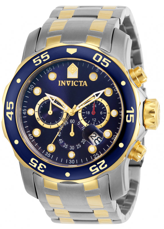 Invicta Men's 48mm Pro Diver Scuba Quartz Chronograph Blue Bezel & Dial Bracelet Watch