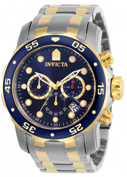 Invicta Men's 48mm Pro Diver Scuba Quartz Chronograph Blue Bezel & Dial Bracelet Watch