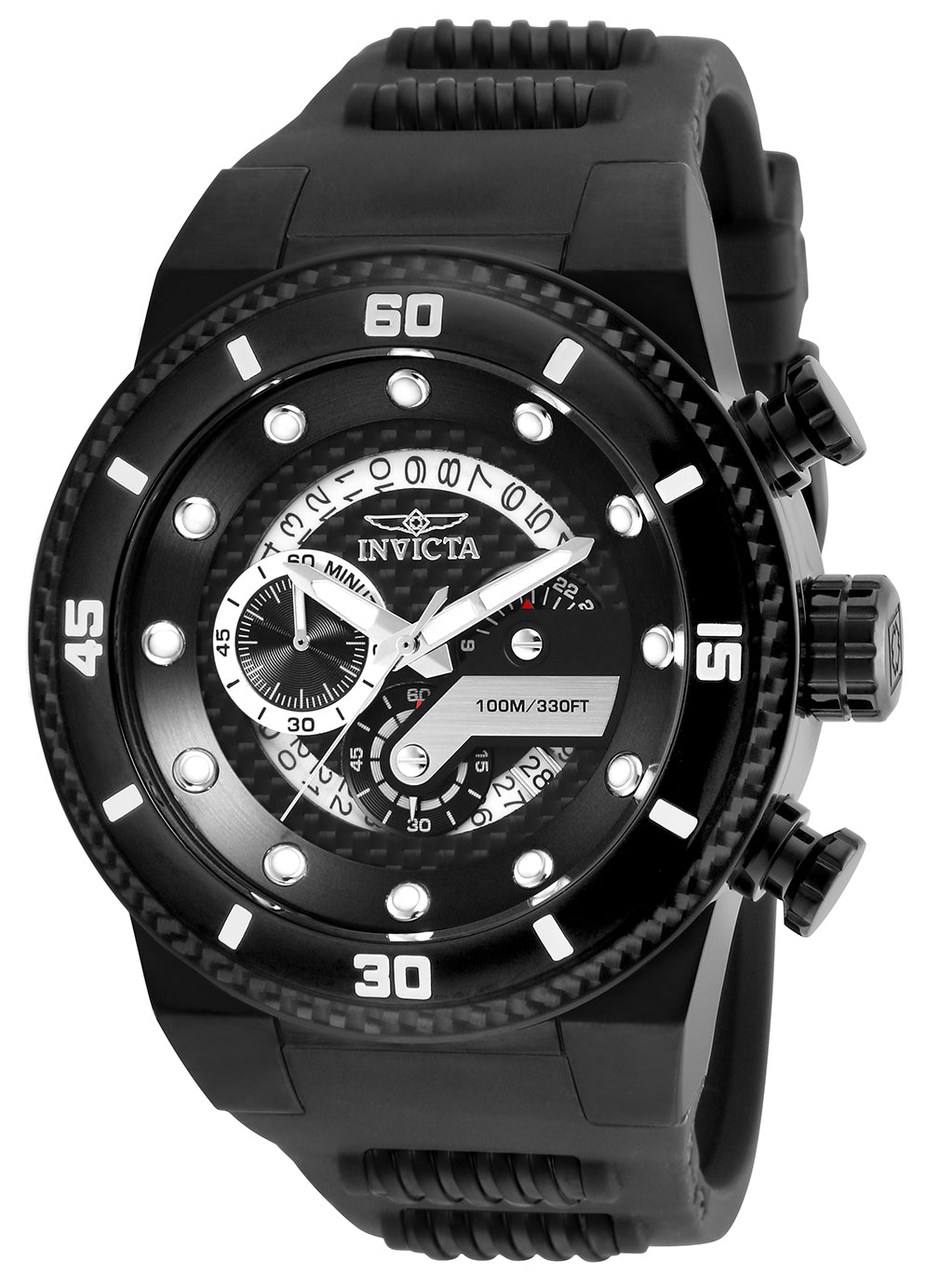 Invicta Men's 51mm S1 Rally Quartz Chronograph Carbon Fiber Bezel Silicone Strap Watch