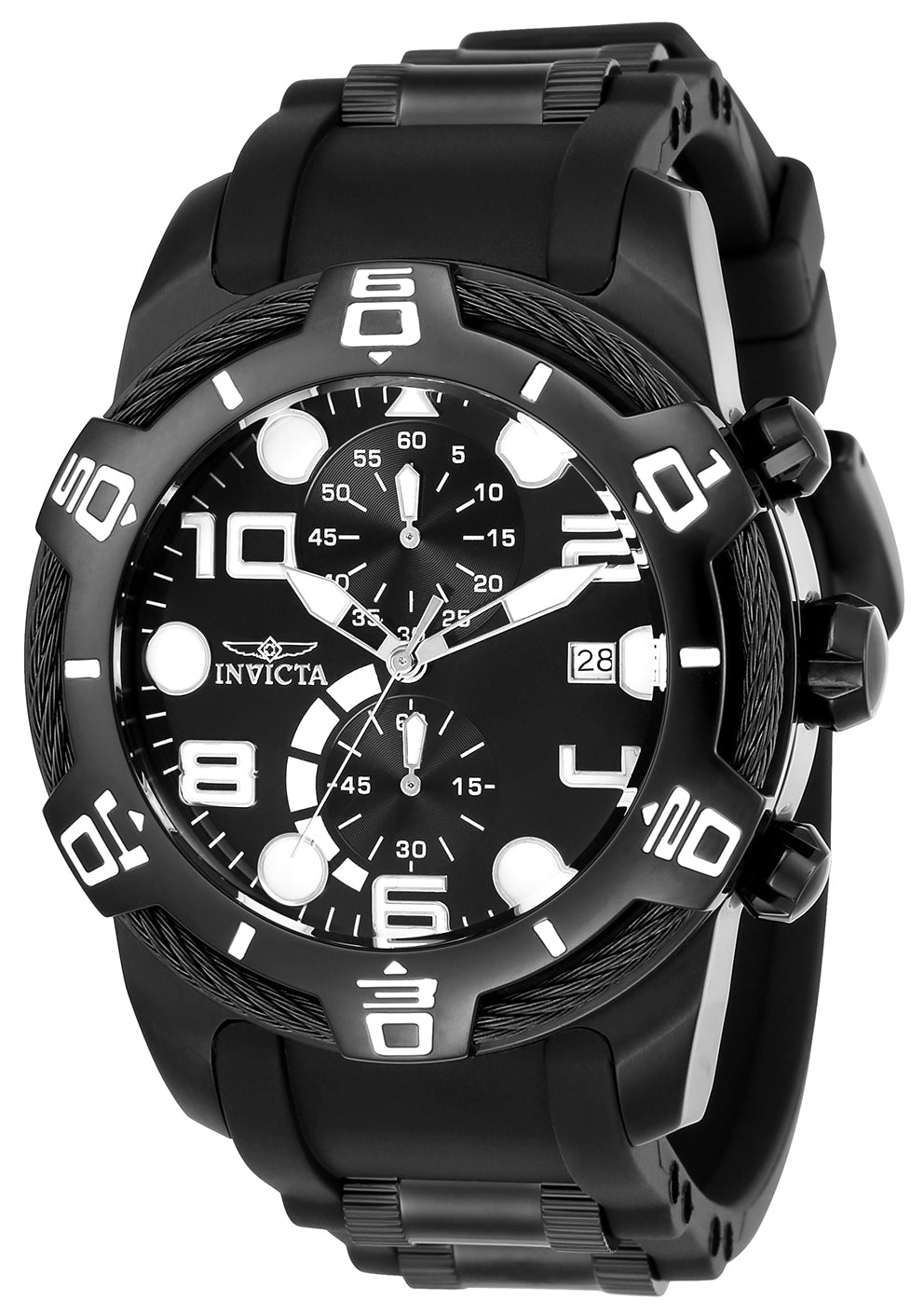 Invicta Men's 50mm Bolt Quartz Chronograph Black Silicone Strap Watch