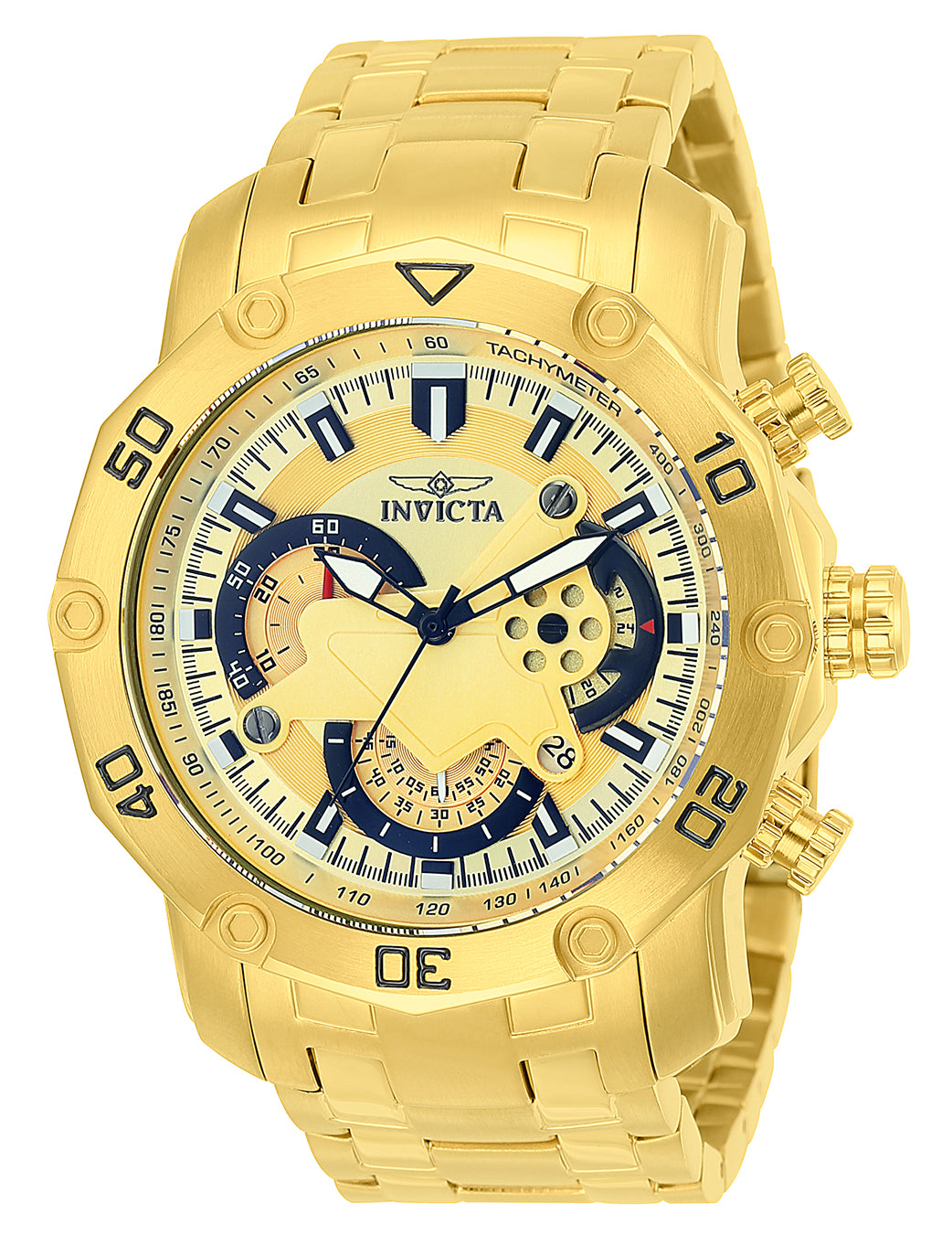 Invicta Men's 50mm Pro Diver Scuba Quartz Chronograph Goldtone Bracelet Watch