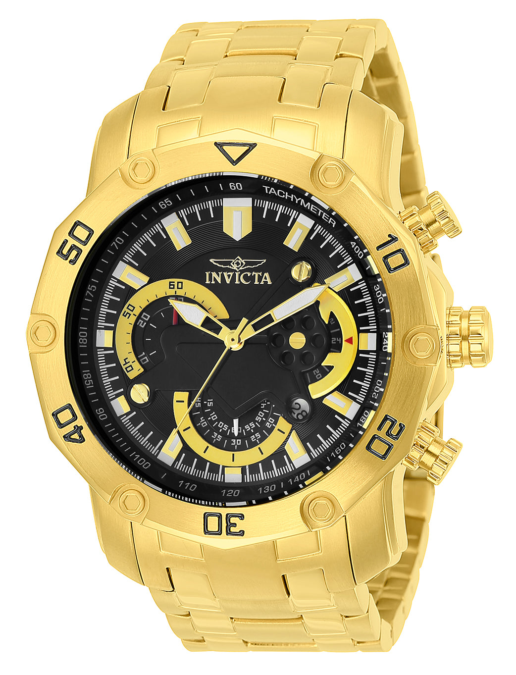 Invicta Men's 50mm Pro Diver Scuba Quartz Chronograph Goldtone Bracelet Watch