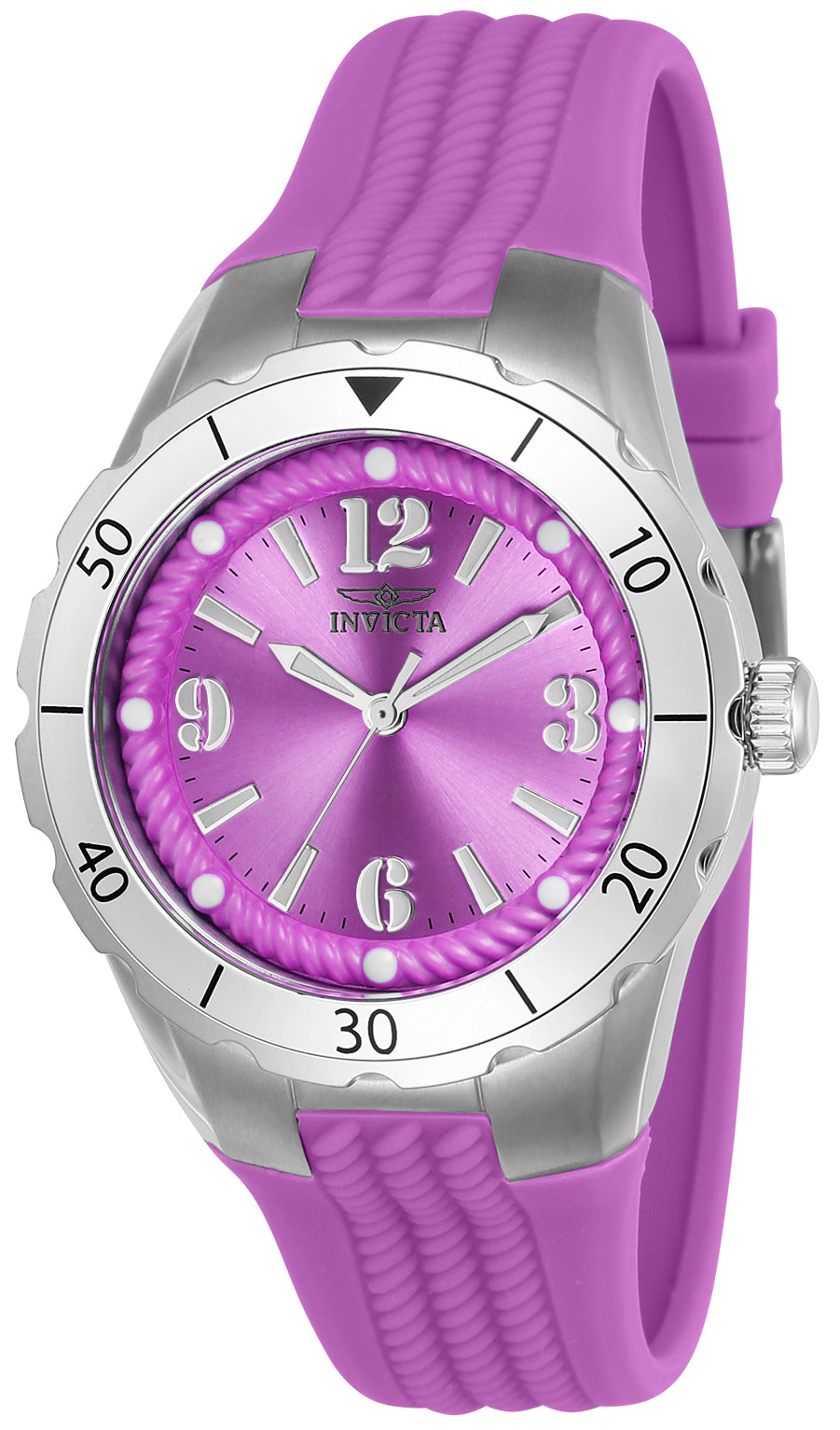 Invicta Women's 38mm Angel Quartz Luminous Markers Textured Silicone Strap Watch