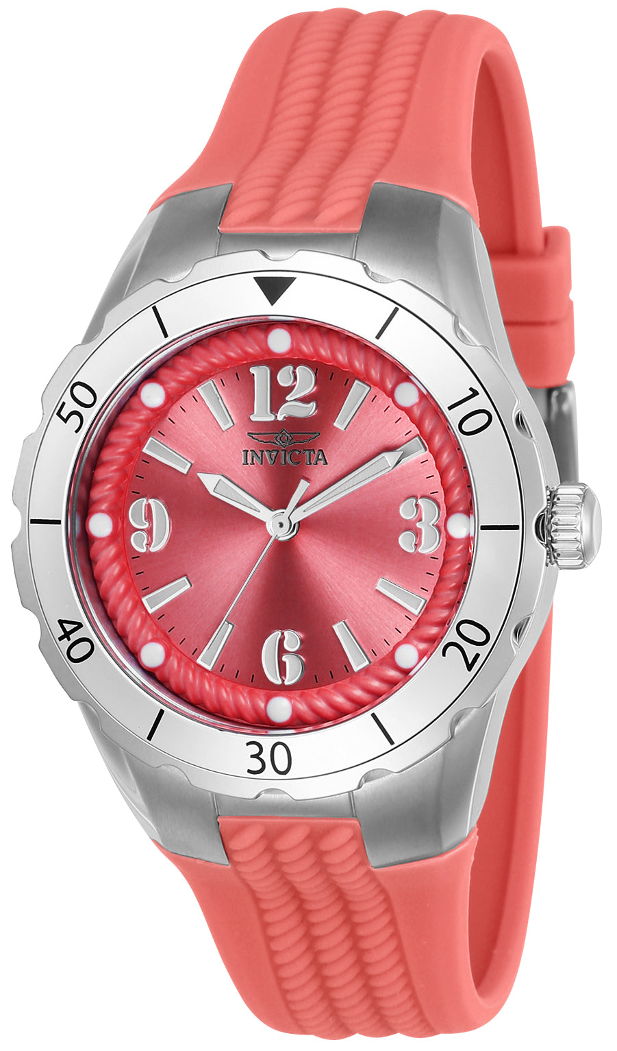 Invicta Women's 38mm Angel Quartz Luminous Markers Textured Silicone Strap Watch