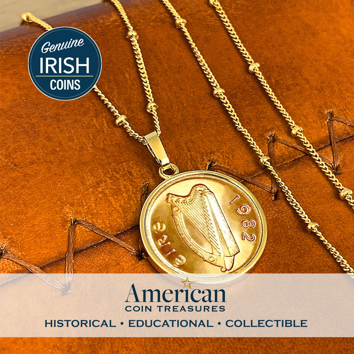1971-1987 Gold Layered Irish Half Penny Necklace