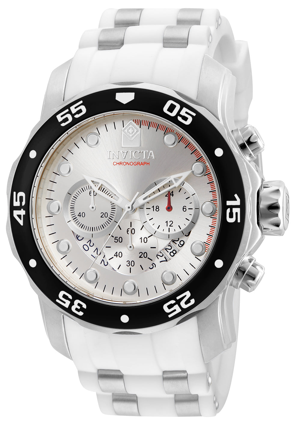 Invicta Men's 48mm Pro Diver Quartz Chronograph White Silicone Strap Watch