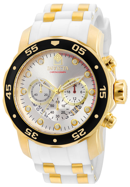 Invicta Men's 48mm Pro Diver Quartz Chronograph White Silicone Strap Watch