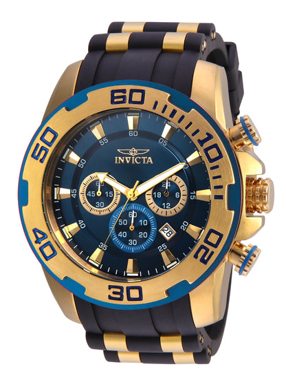 Invicta Men's 50mm Pro Diver Scuba Quartz Chronograph Goldtone Case Silicone Strap Watch