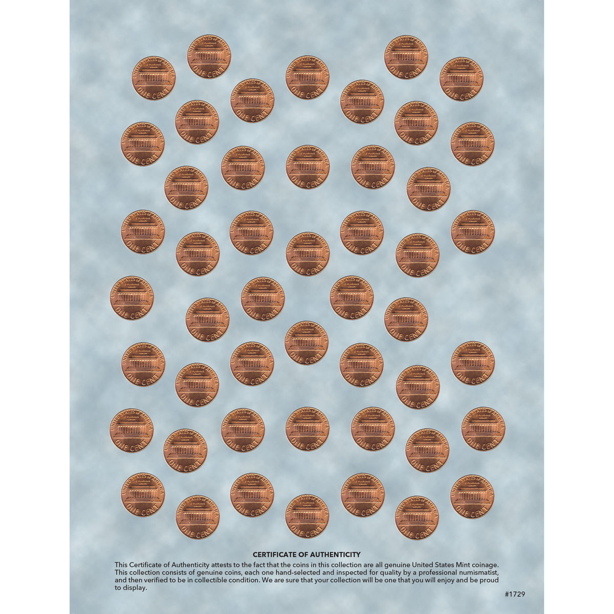 Set of 50 Lincoln Memorial Penny Collection 1959-2008
