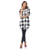White Mark Women's Buffalo Plaid Rounded Hem Tunic Top