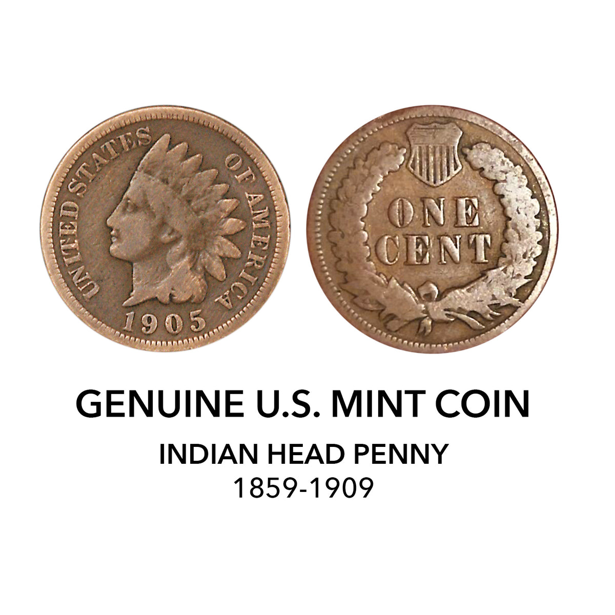 1859-1909 Indian Head Penny Pocket Knife w/ American Bald Eagle and United States Flag Design