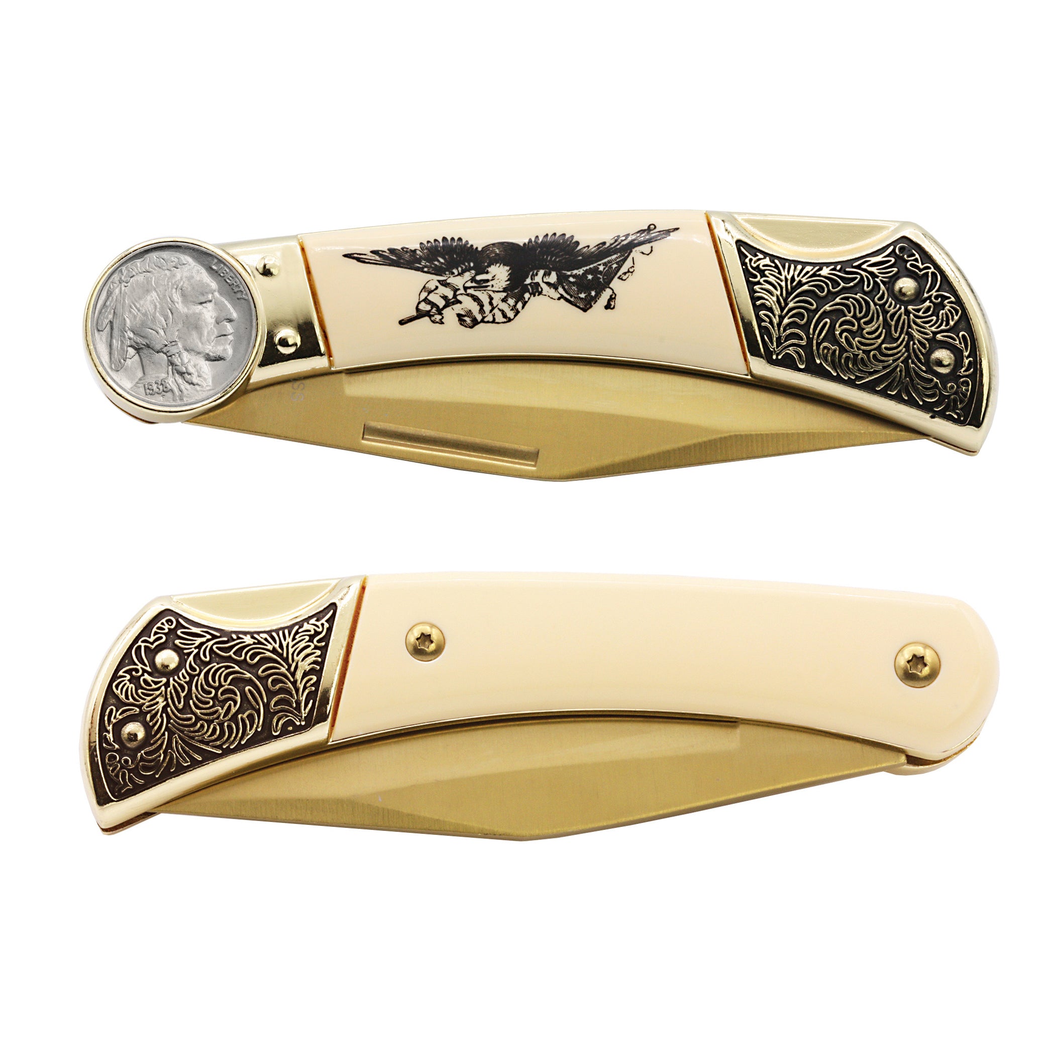 1913-1938 Buffalo Nickel Pocket Knife with American Bald Eagle and
