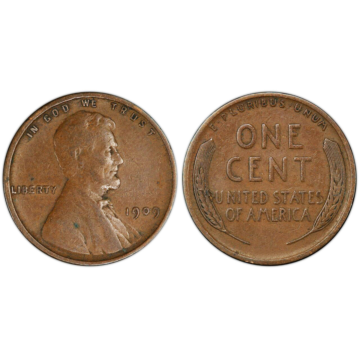 1909 First-Year-of-Issue Lincoln Wheat Penny Pocket Knife w/ American Bald Eagle and United States Flag Design