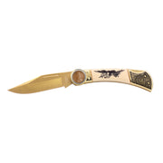 1909 First-Year-of-Issue Lincoln Wheat Penny Pocket Knife w/ American Bald Eagle and United States Flag Design