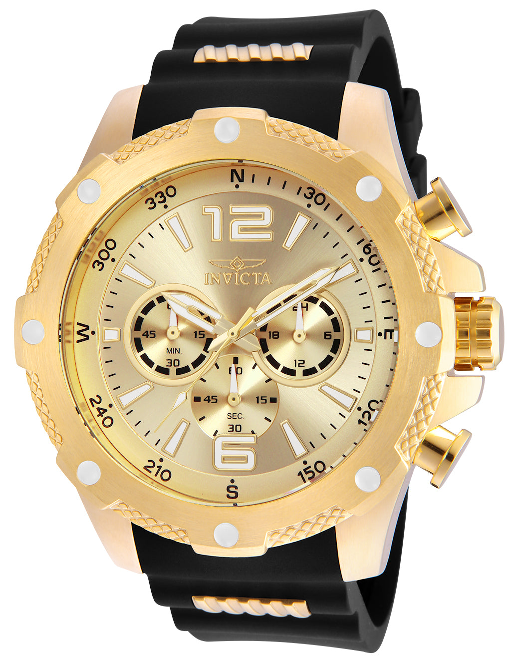 Invicta Men's 50mm I-Force Quartz Chronograph Goldtone Silicone Strap Watch