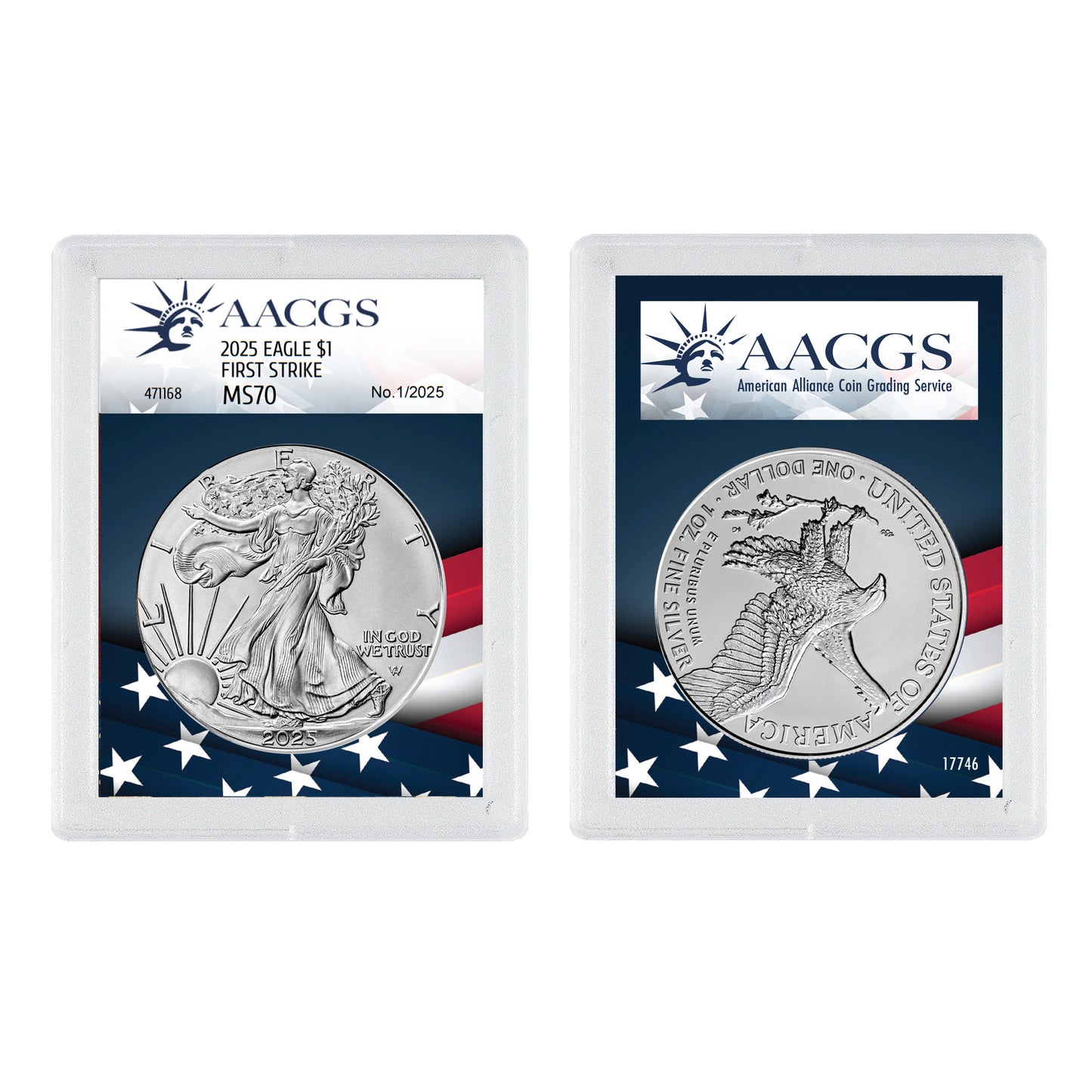2025 American Silver Eagle Type2 MS70 AACGS First Strike