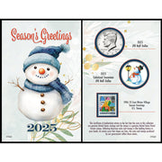 2025 Snowman Coin & Stamp Collectible JFK Greeting Card
