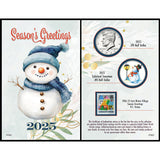 2025 Snowman Coin and Stamp Collectible JFK Greeting Card