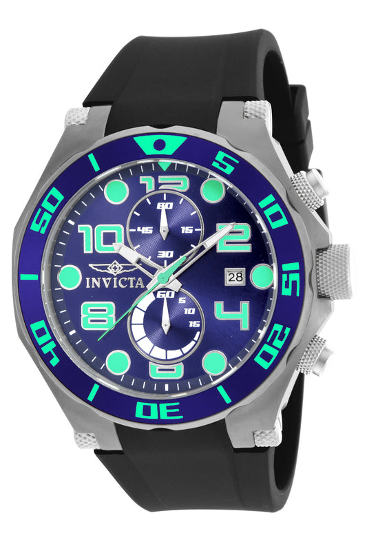 Invicta Men's 50mm Pro Diver Quartz Chronograph Blue Lume Dial Strap Watch