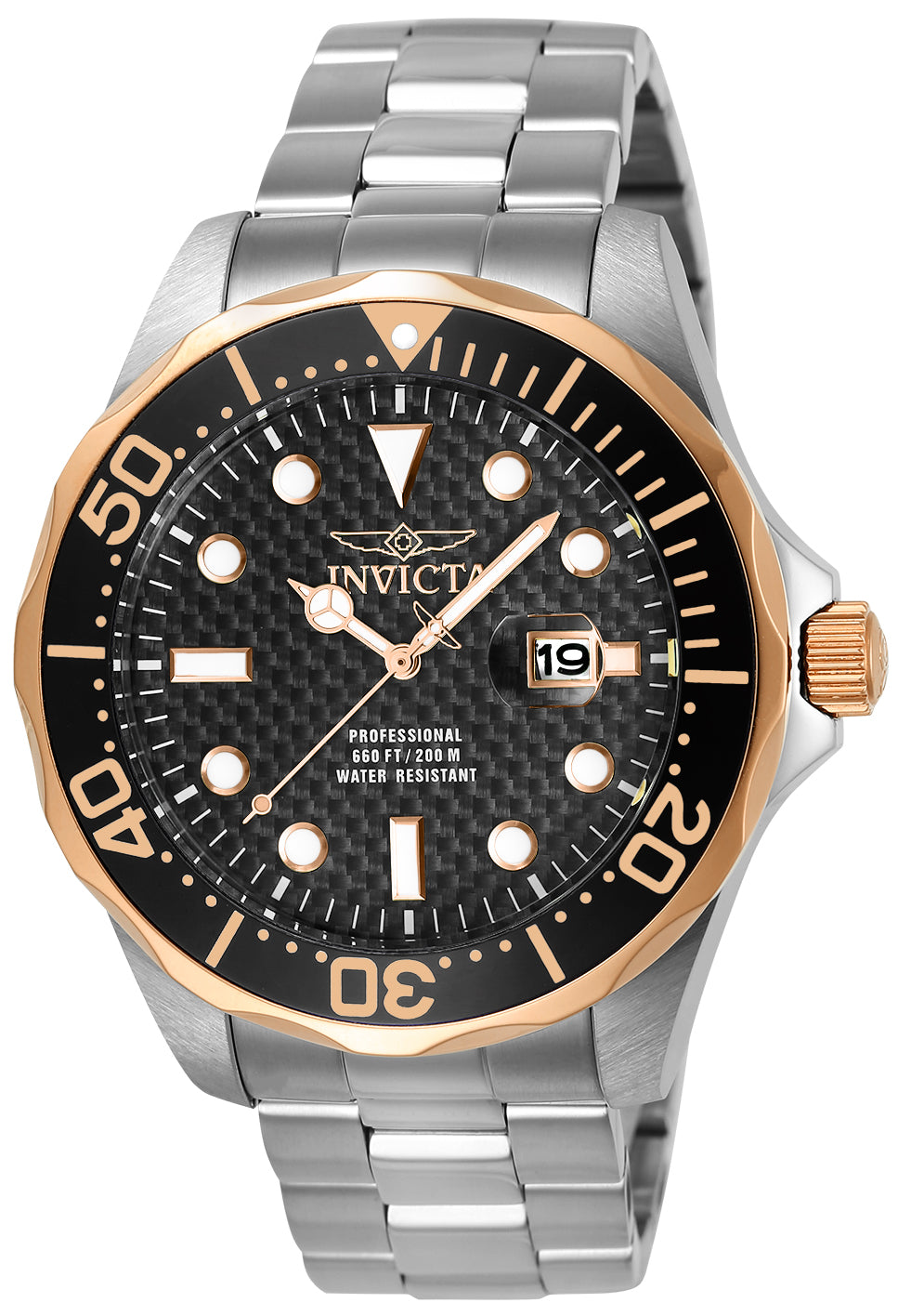 Invicta Men's 47mm Pro Diver Quartz Date Carbon Fiber Dial