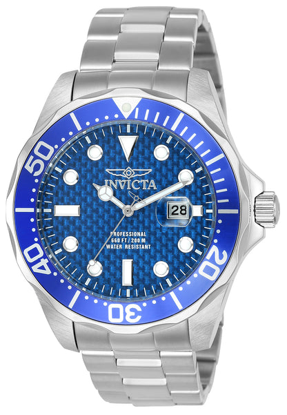 Invicta Men's 47mm Pro Diver Quartz Date Carbon Fiber Dial Bracelet Watch